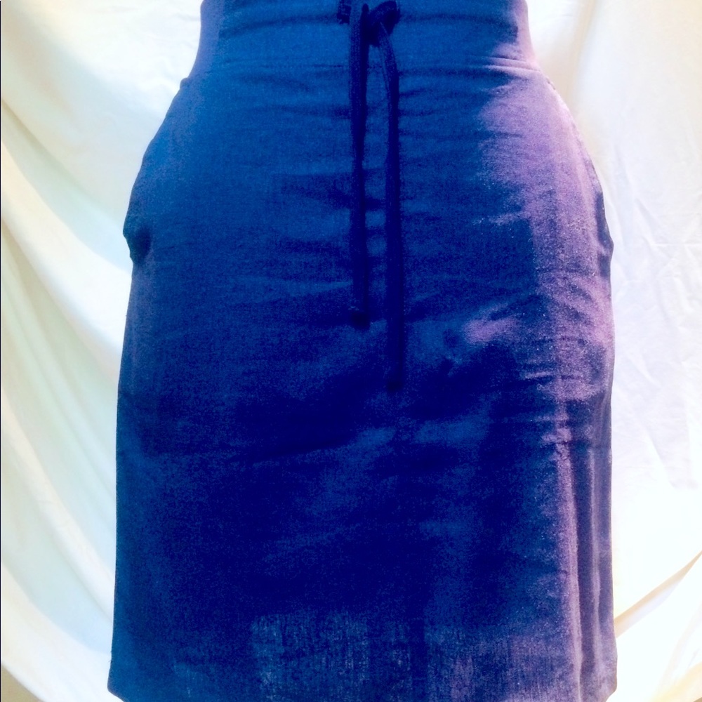 Blue linen pencil skirt M